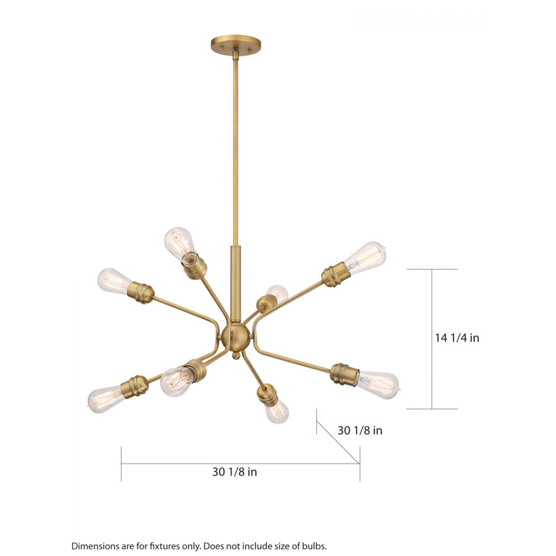 Lustre sphérique spoutnik à 8 lumières Nester, Laiton brossé
