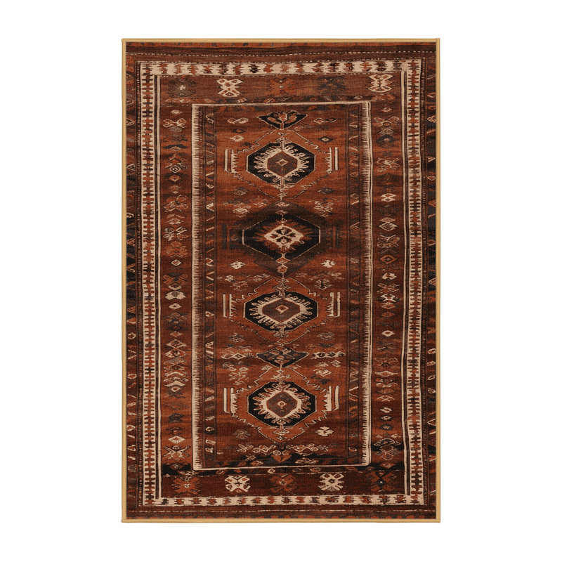 Tapis brun turc lavable à la machine, Rectangle 4pi x 6 pi
