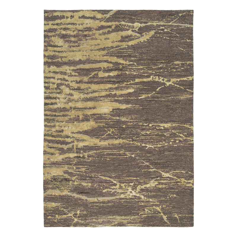 Ven Abstract Area Rug in Gray/Gold, Rectangle 8' x 10'