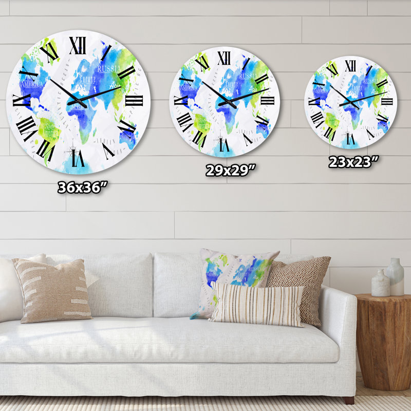 Bless international World Map In Blue - Modern wall clock | Wayfair