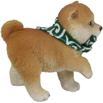 Lifelike Adorable Playful Japanese Shiba Inu Puppy Dog With Scarf Mini Figurine