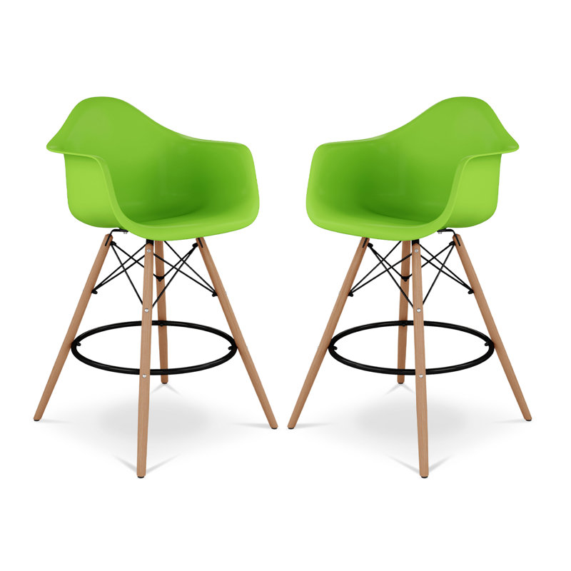  Tabouret de comptoir avec accoudoirs, vert, paquet de 4, Vert