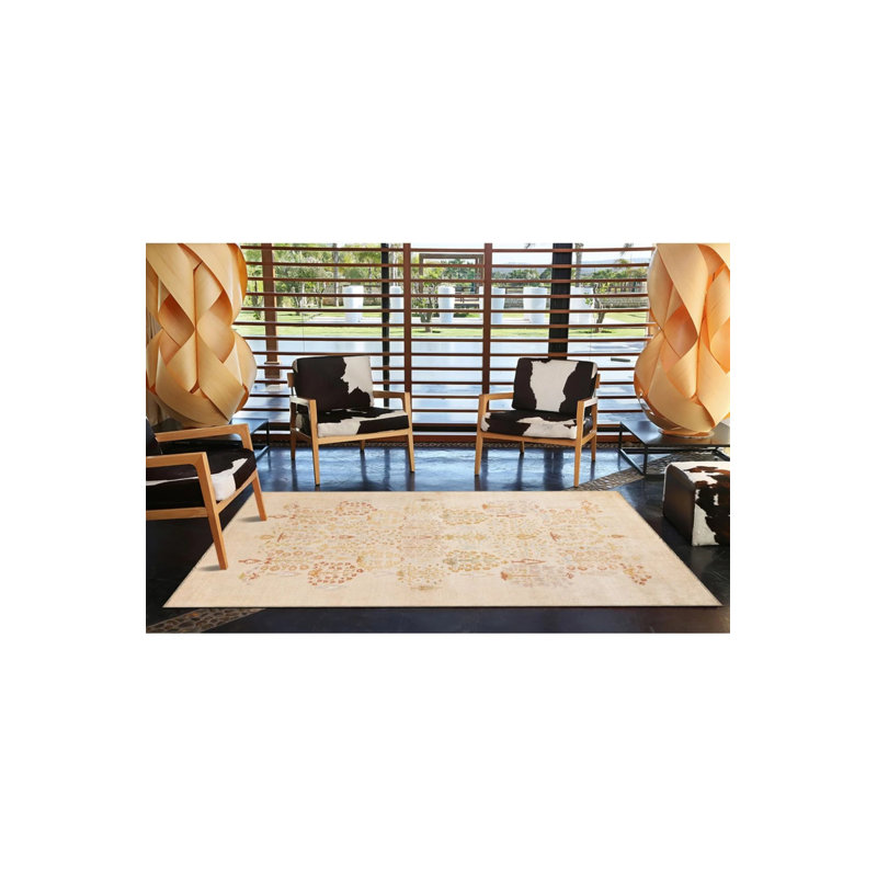 Nature Themed Traditional Woven Based Washable Carpet, Round 4'