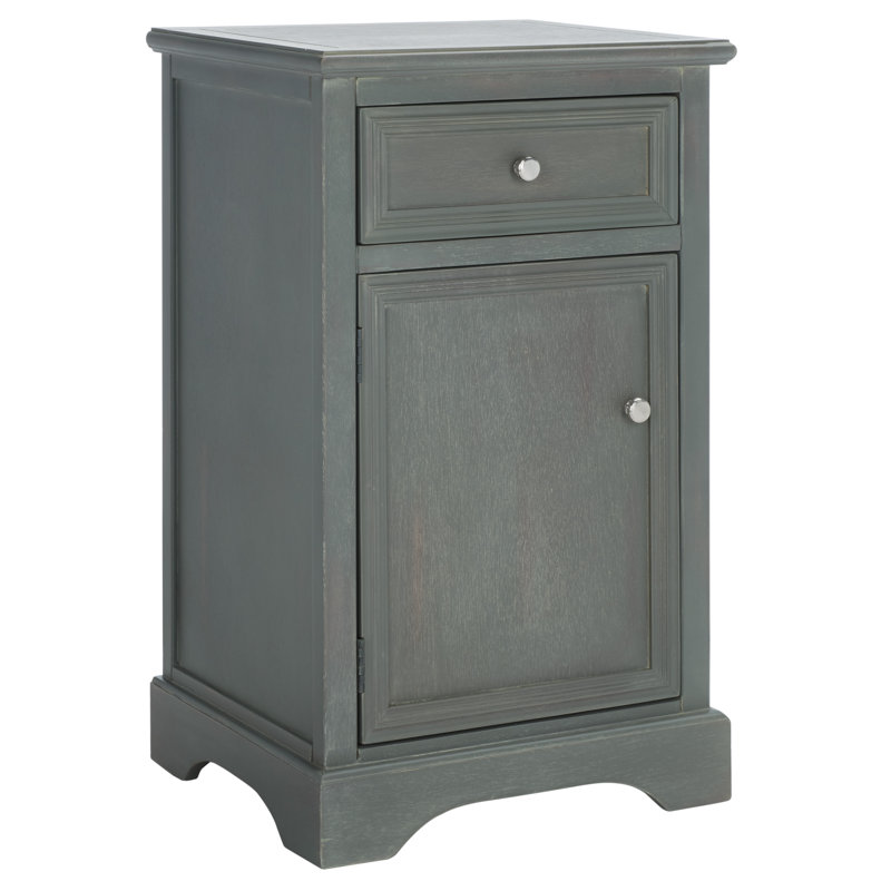 Evangelyne Solid Wood End Table with Storage, French Grey