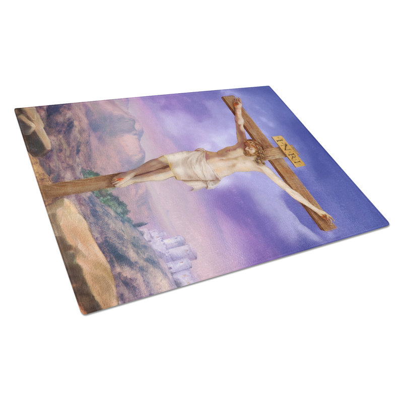 Caroline's Treasures Easter Jesus Crucifixion Glass Cutting Board