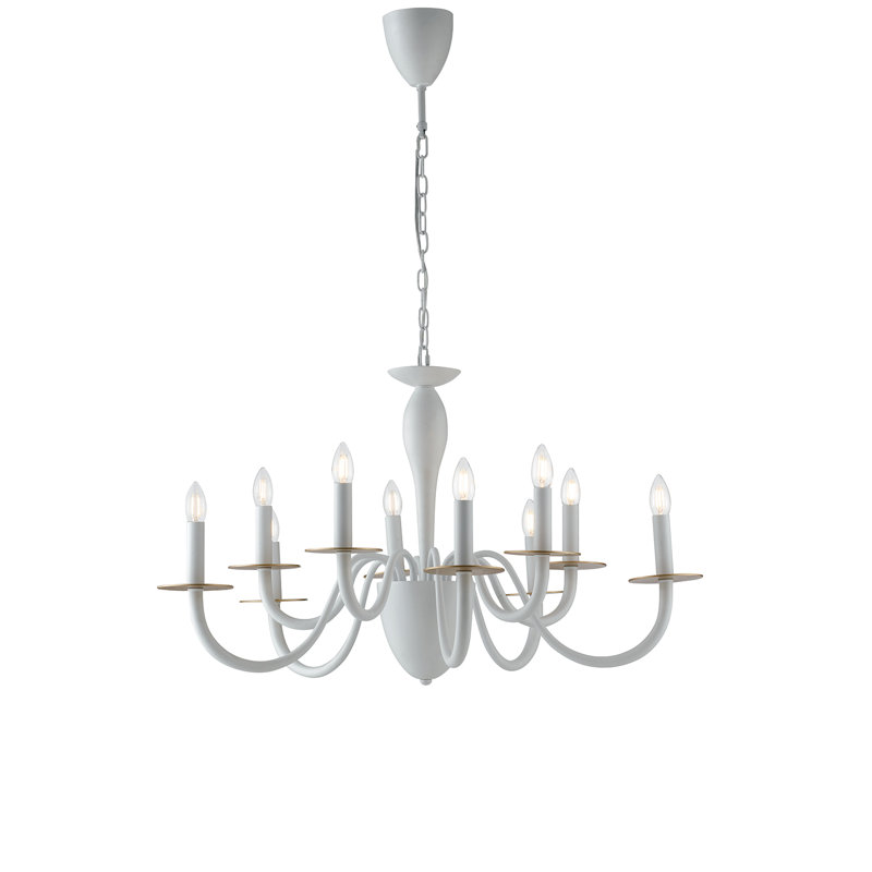 Ferndale 10 - Light Candle Style Chandelier, White