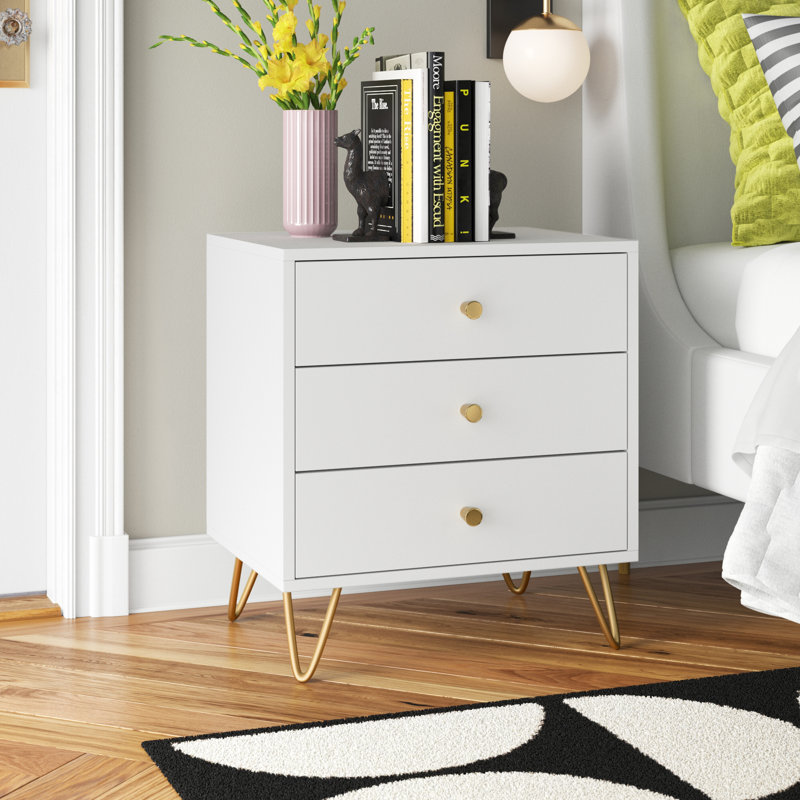 Commode anglaise à 3 tiroirs H 21,6 po Lafitte, Blanc