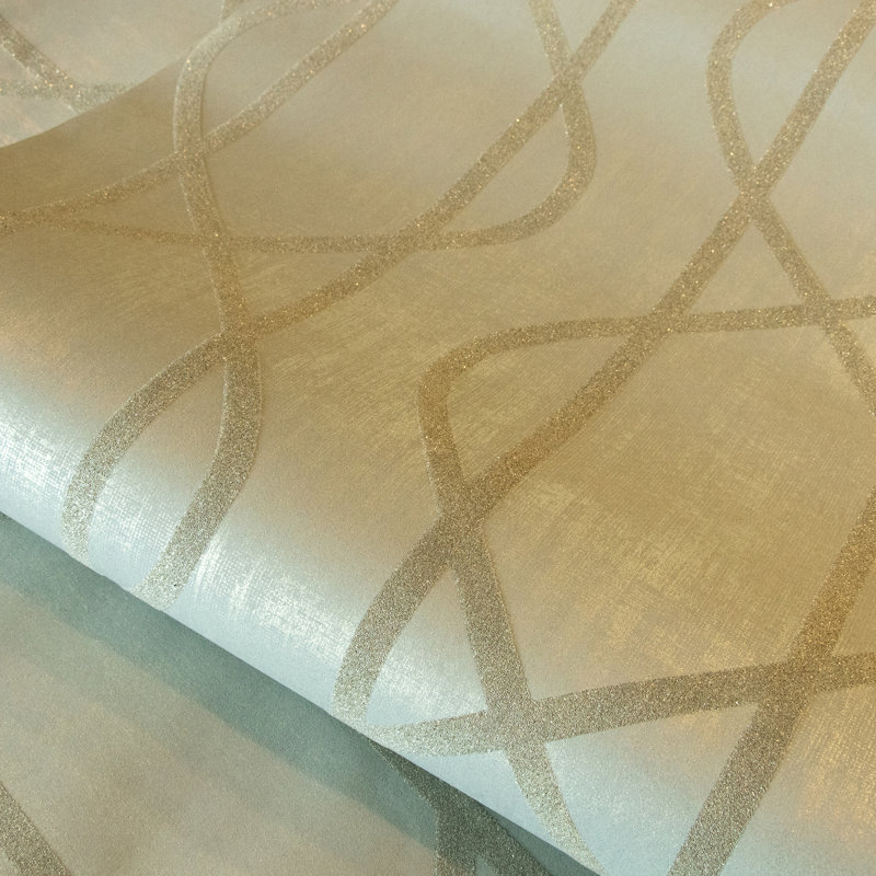Saturn Glass Stone Geometric Lines 10.05m x 53cm Wallpaper Roll, Sage Green