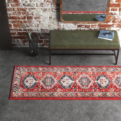 Kallie Oriental Blue/Ivory/Red Area Rug