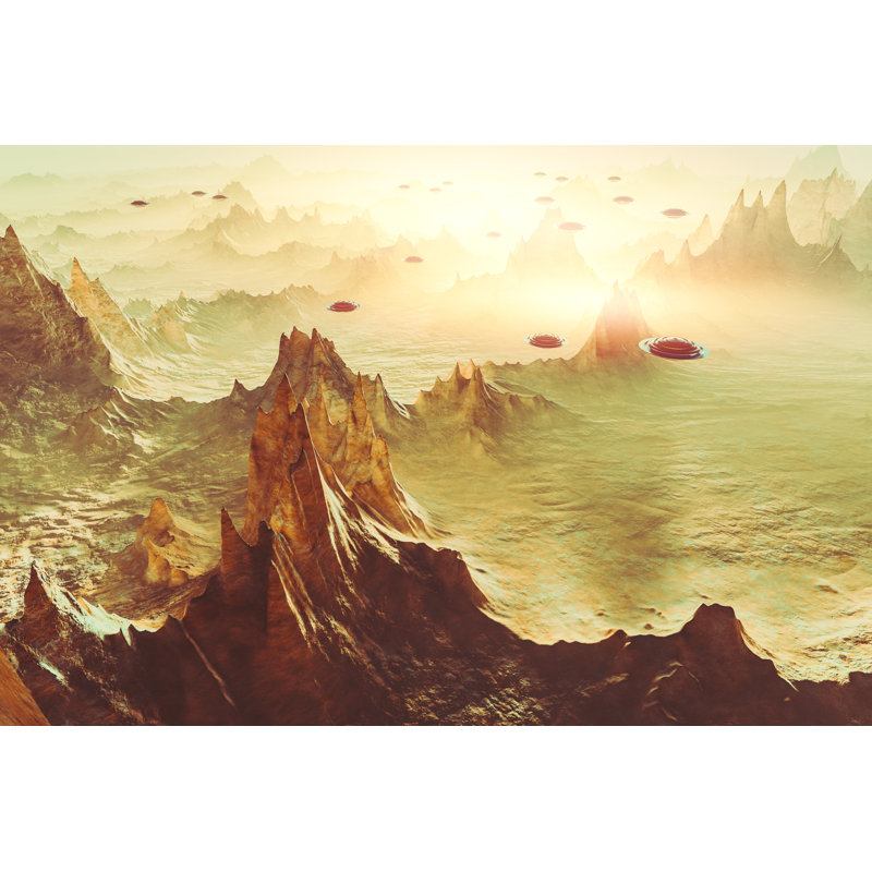 Flying Ufos Landscape by Gremlin - Wrapped Canvas Print, 20cm H x 30cm W
