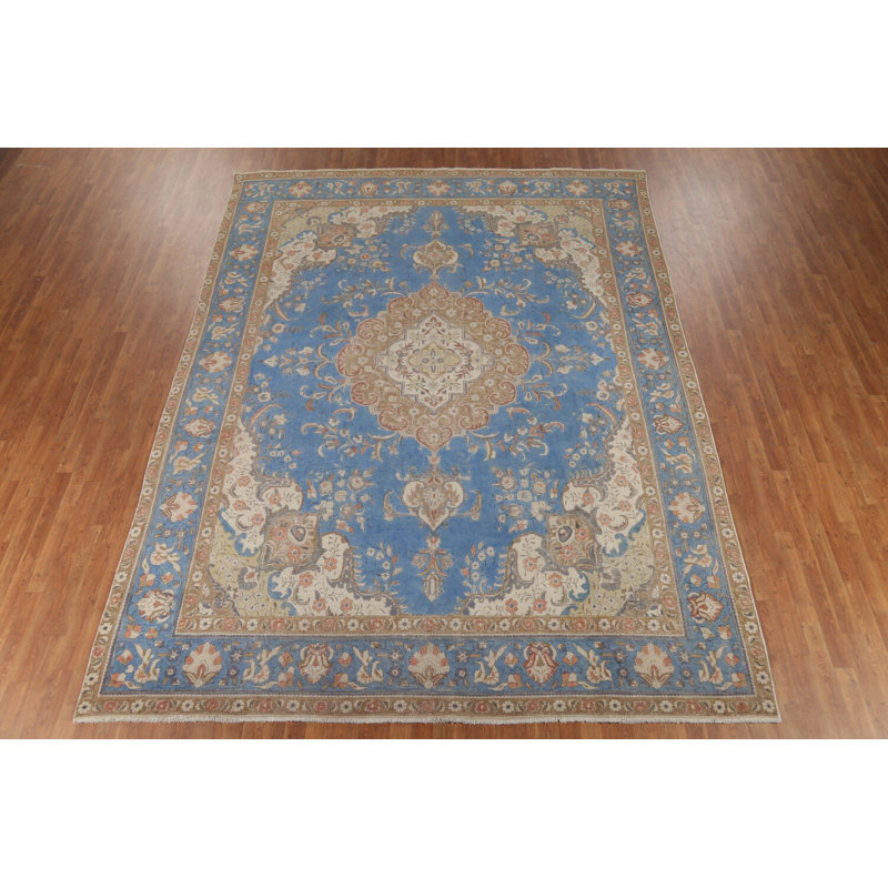 Tapis traditionnel bleu rétro 10 x 13