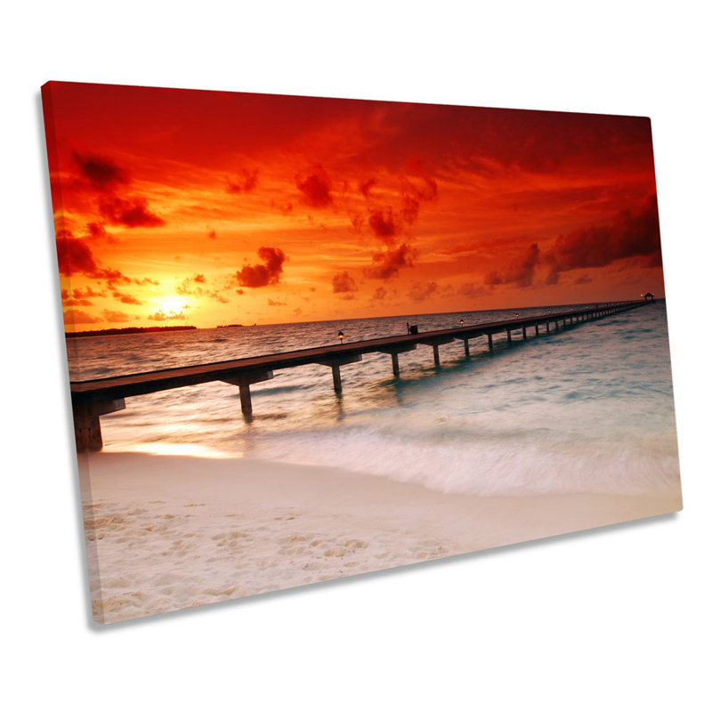 Maldives Beach Sunset - Wrapped Canvas Print, 40.6cm H x 61cm W x 2cm D
