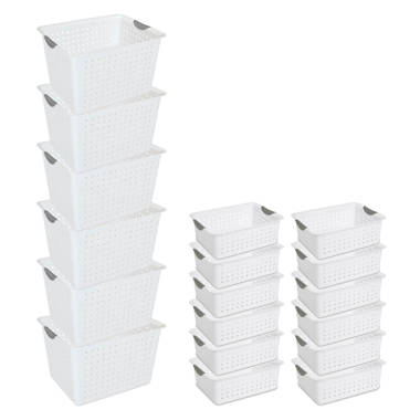 12 Sterilite 16248006 Medium Ultra Plastic Storage Bin Organizer Basket White