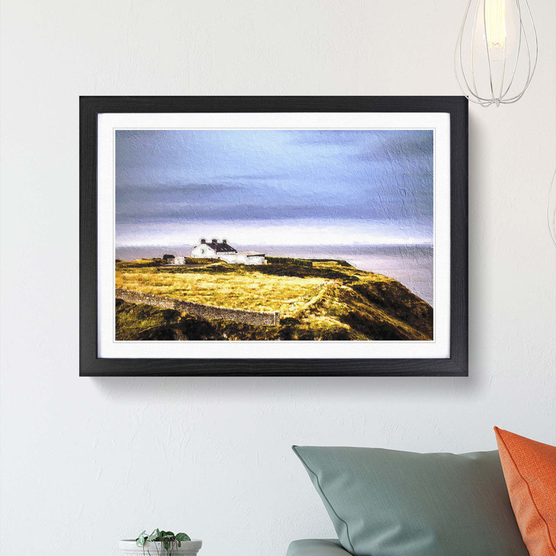 House Upon the Coast of Dublin Ireland - Picture Frame Painting Print, 27cm H x 36cm W x 2cm D, Black Framed