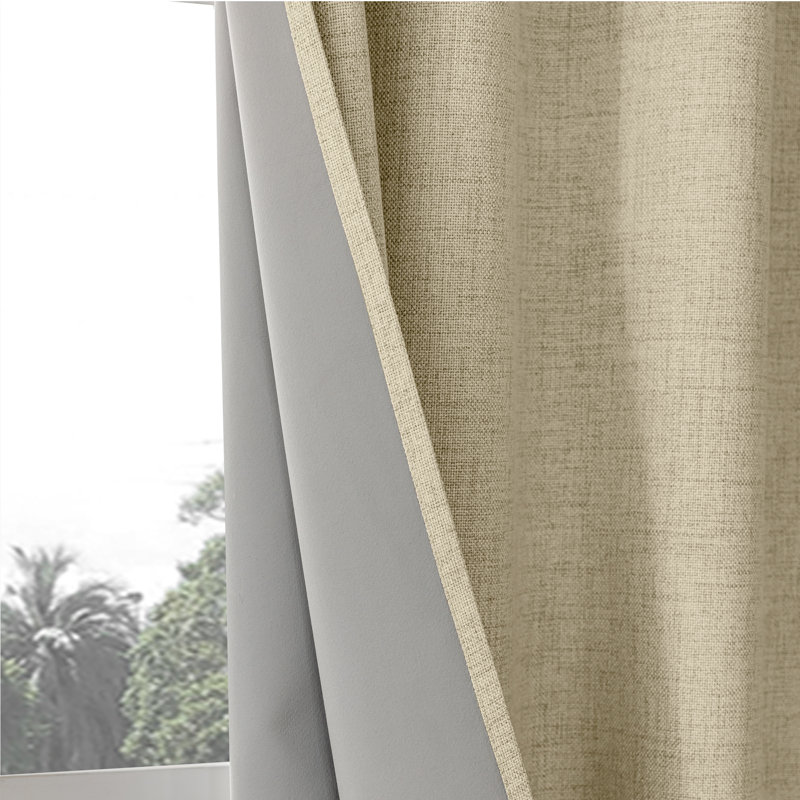 （4 pièces） Ensemble de 4 panneaux de rideaux occultant en toile de jute 100% polyester pour chambre à coucher avec œillets en métal