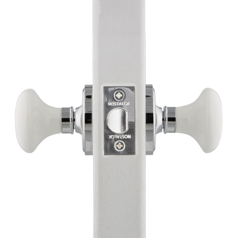 Classic Rosette with White Porcelain Door Knob, Bright Chrome, 2.375"