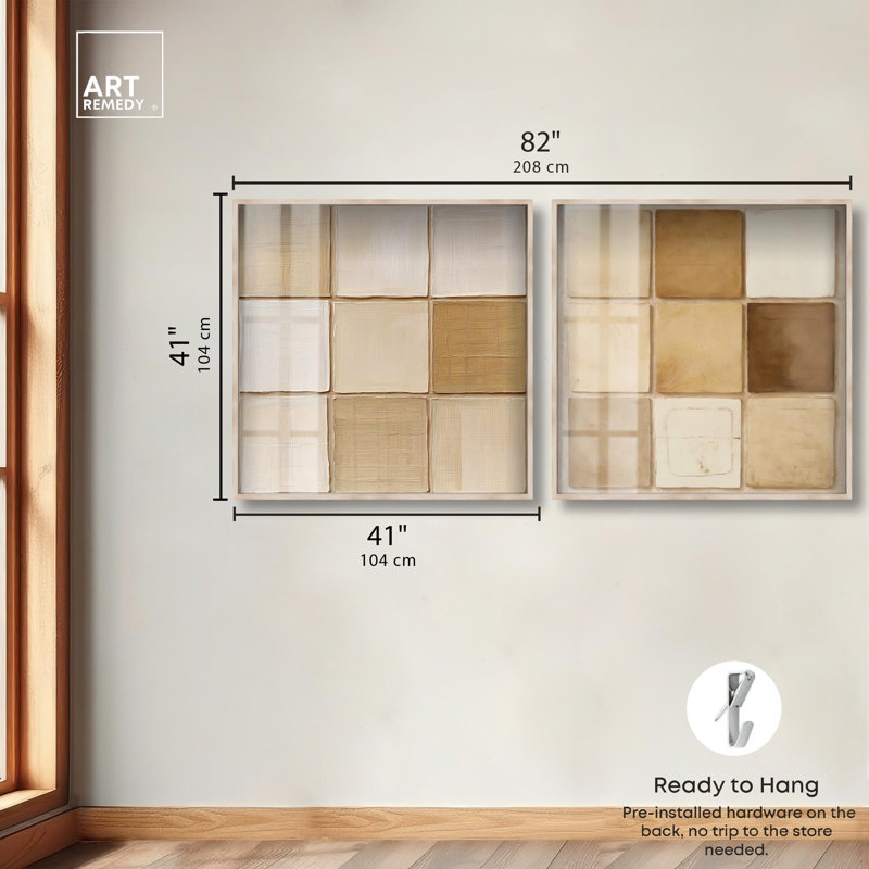Ensemble de décoration murale Sina Matrix Duo Shadowbox, H 41 po x l 41 po, Blonde Frame