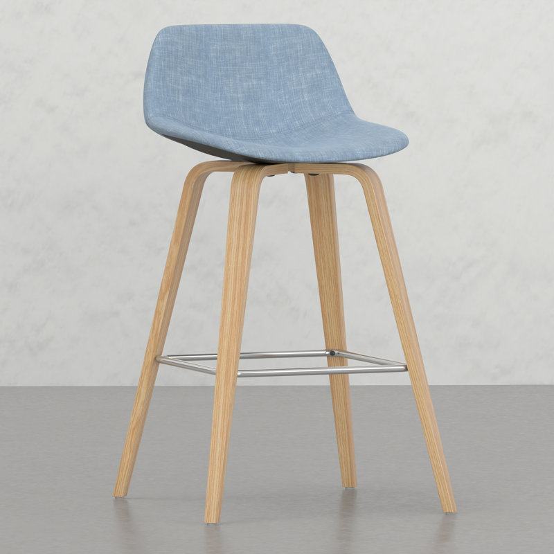 Tabouret en bois cintré (ensemble de 2), Naturel / naturel, Bleu
