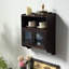 Armoire murale à 2 compartiments vintage en bois massif + bois manufacturé, armoire de rangement à dessus ouvert et double porte vitrée avec tablette décorative moderne pour la chambre à coucher, la salle de bain, la cuisine et le salon