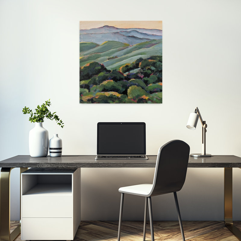 «Rolling Hills Golden Rustic Abstract Contemporary Landscape Nature», art mural, H 18 po x l 18 po