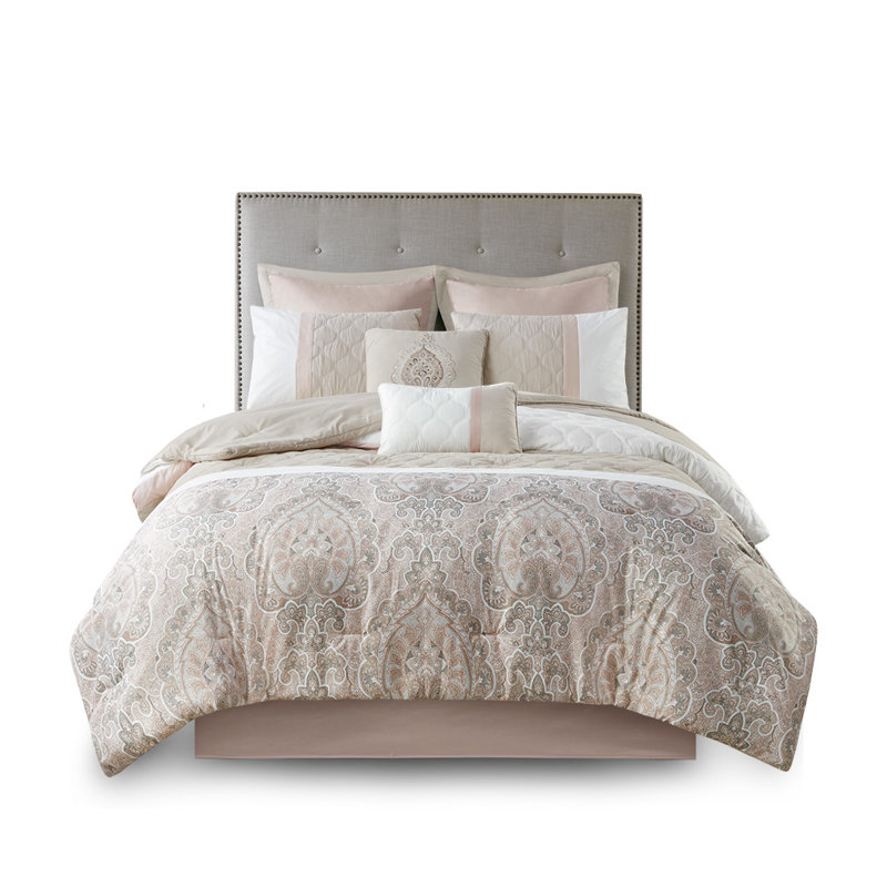 Ensemble d'édredon 8 pièces Transitional, Édredon très grand + 7 pièces supplémentaires, Rosé