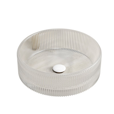Transparent Crystal Glass Round Sink 14'' - Sonny Bathroom Vessel (no Faucet)