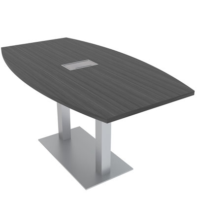 Boat Shaped Conference Table with Double Metal Post Base | Electrical Unit