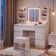 Rosse Dressing Table With 3 Colorful Light Mirror 7 Drawers and 7 Storage Shelves Makeup Desk 110cm Desktop Vanity Table