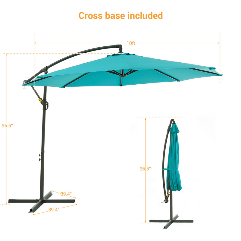 10' Offset Patio Umbrella, Lake Blue