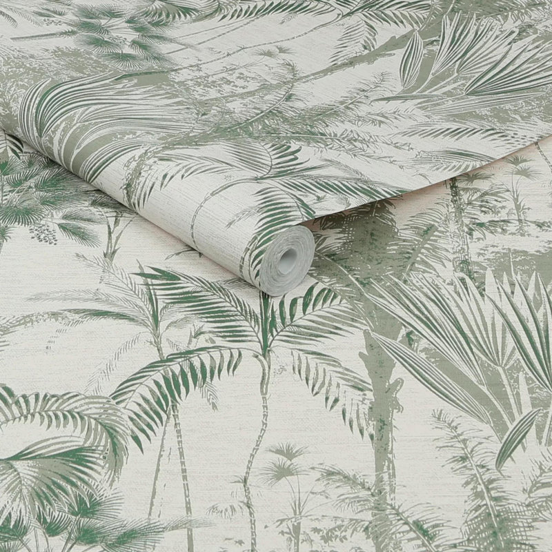 Sublime Jungle Texture Floral Wallpaper, Green