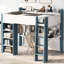 White + Blue Full Size Wood Loft Bed With Wardrobe And Adjustable Storage - Modern Aesthetic, Stable Structure, Quick Setup Desk Contemporary Style, Support, Procedure