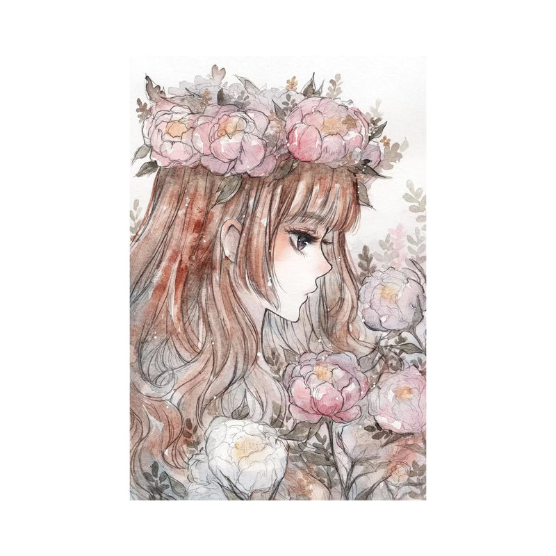 Peony by Cherriuki - Wrapped Canvas Painting, 20.32 cm H x 30.48 cm W