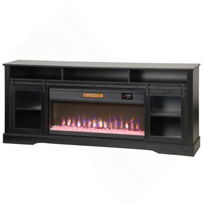 TV Console with Electric Fireplace, Open Storage and Side Cabinets