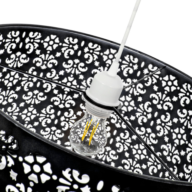 25cm H Metal Drum Lamp Shade ( Screw On ), Black