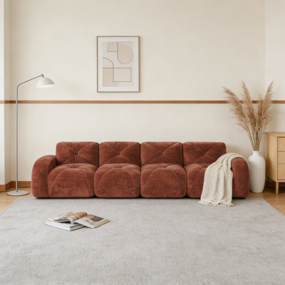 140''Soft Velvet Fabric,Boneless Sofa With Tufted
