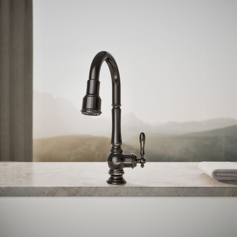 Artifacts Pull Down Bar Faucet with Accessories, Vibrant Titanium
