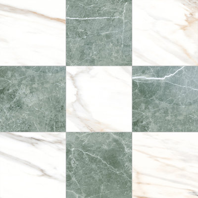Tavari Checkerboard 10X10 Calacatta And Verde