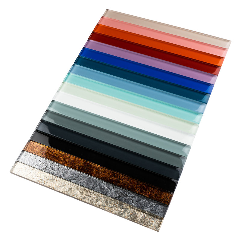 Pencil 12'' x 1'' Glass Border Tile, Silver