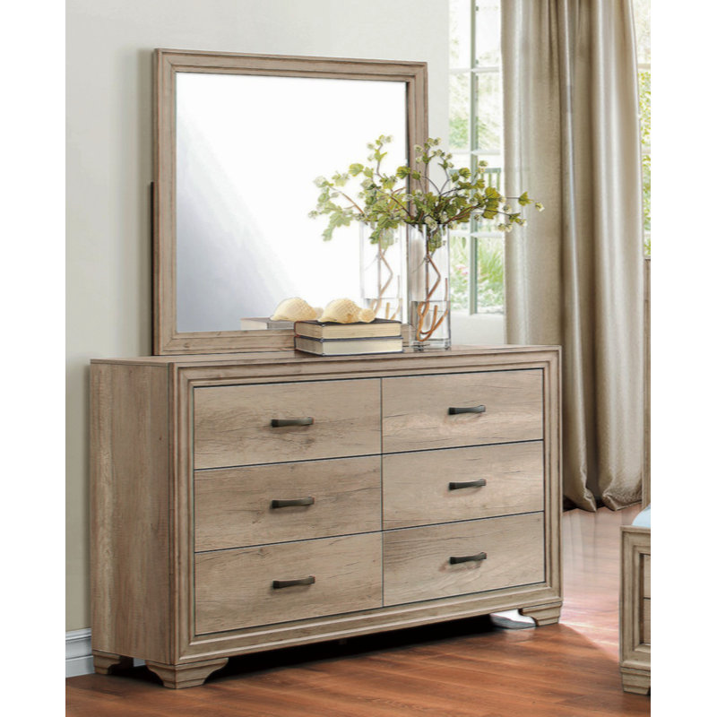 Commode 1 tiroir 6 tiroirs avec finition naturelle et quincaillerie noire
