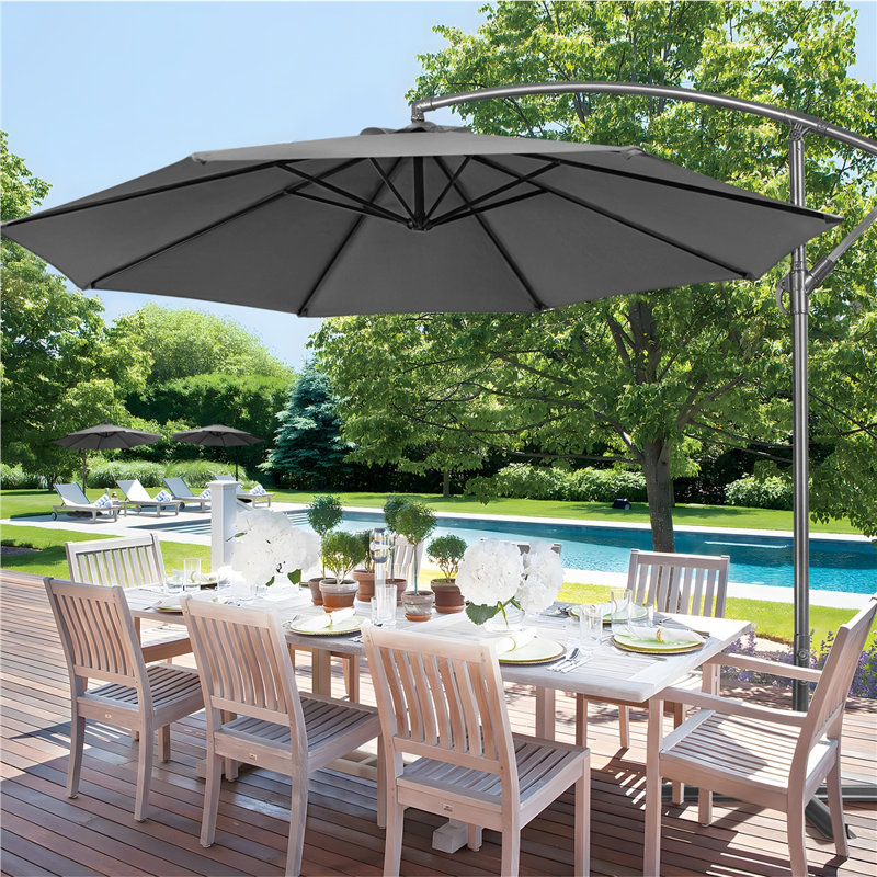 300cm D Patio Offset Umbrella, Grey