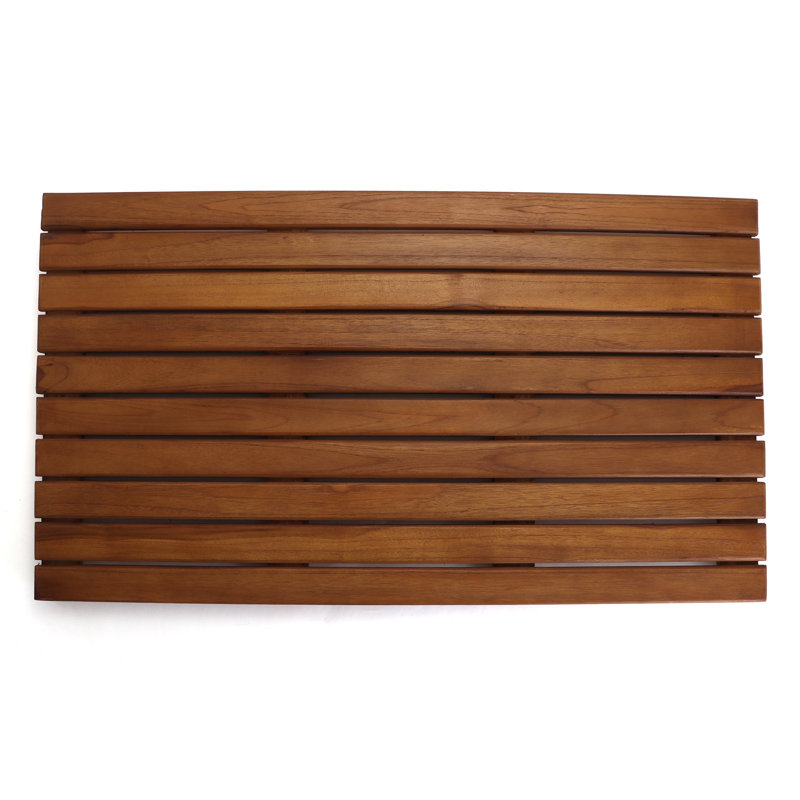 Natural Teak Wood Non-Slip Shower Mat, 35.5" x 19.75"