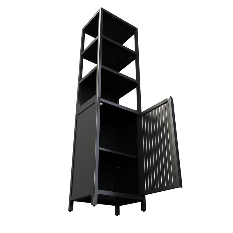 Grande armoire de rangement avec porte à volets et 3 tablettes, armoire de rangement autoportante en lin pour le salon, la cuisine et la salle de bain