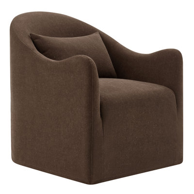 Fauteuil d'appoint en mélange de lin couleur cacao Fyfe