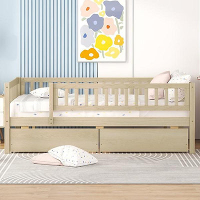 Full Size Daybed Wood Bed With Two Drawers
