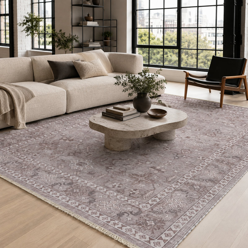 Vintage Look Cotton and Chenille Flatweave Area Rug, 100 x 200 cm