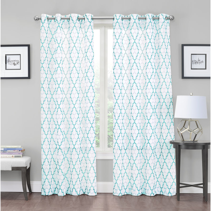 Karlin Sheer Curtain Pair, Aqua