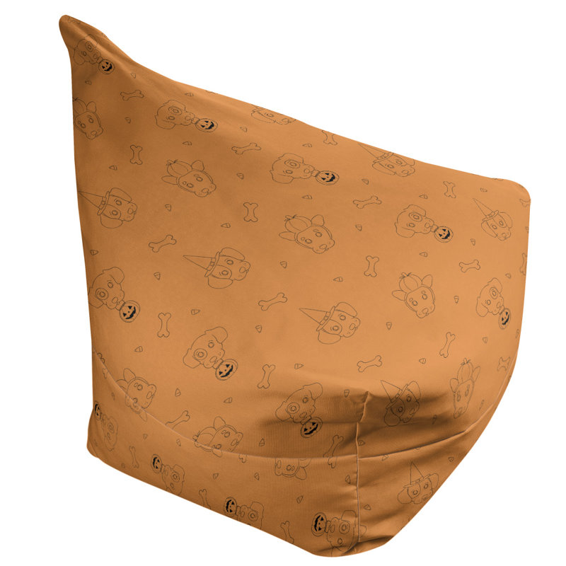 Bean Bag Chair & Lounger, 25" H x 27" W x 30" D, Orange/Black