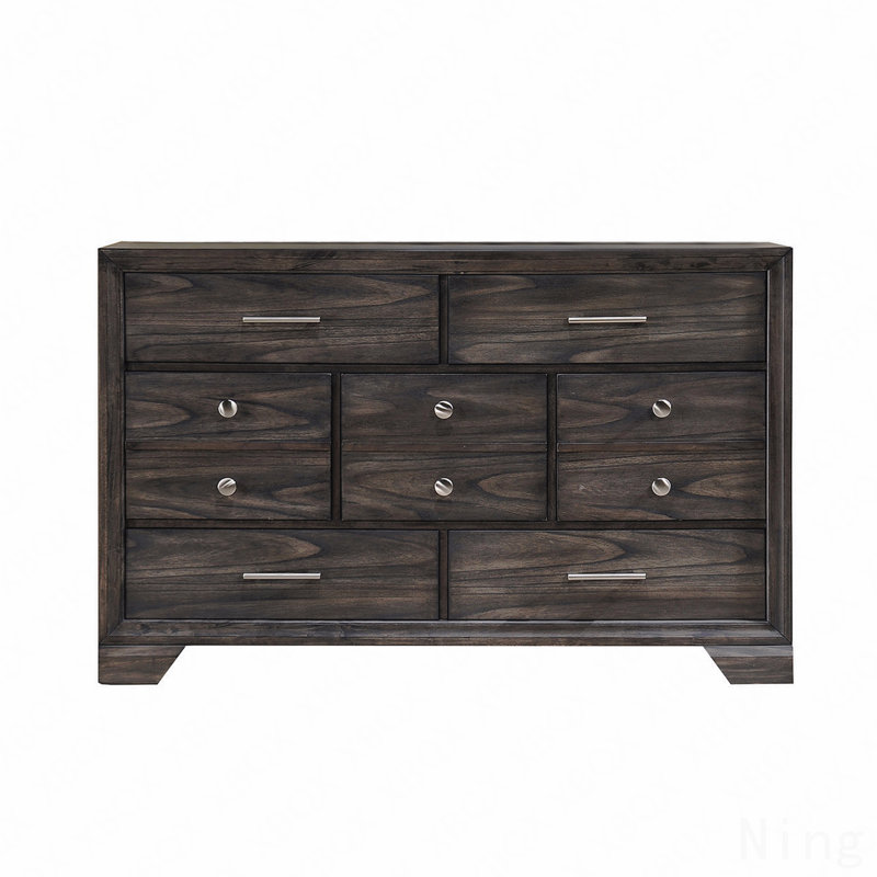 Commode en bois avec tiroirs en bois foncé 1Pc