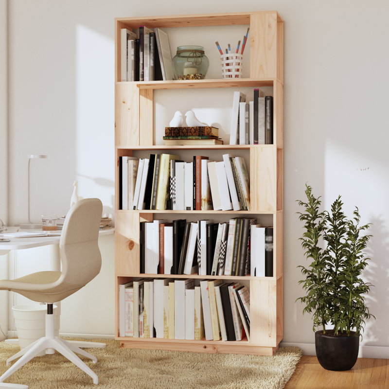 Ireana Geometric Bookcase, Natural, (5 shelves) 163.5cm H x 80cm W x 25cm D