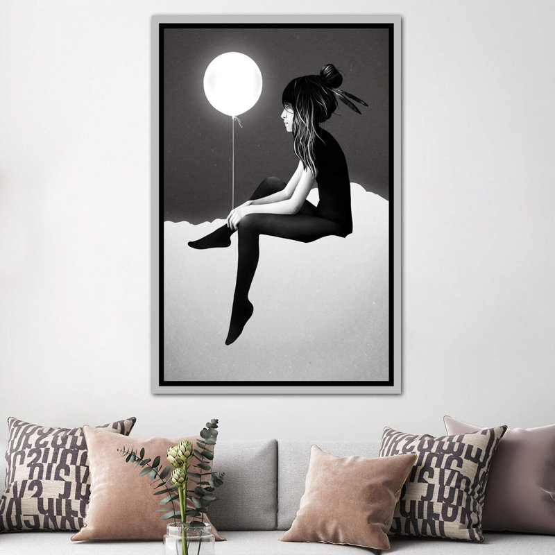 «No Like Thing As Rien by Night» par Ruben Ireland - impression d'art graphique, Toile avec cadre argenté